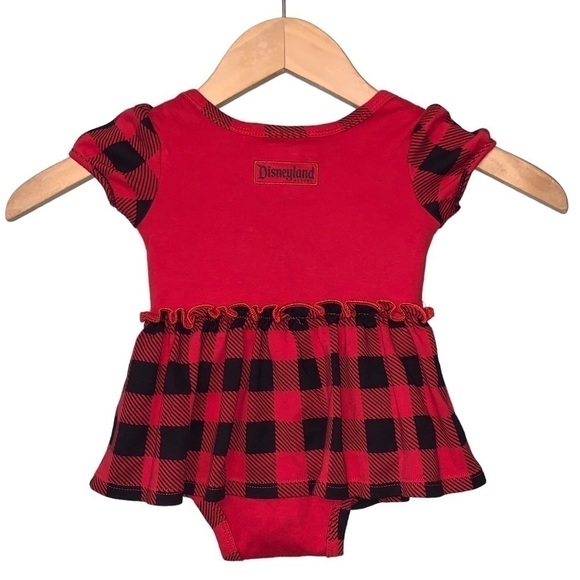 DISNEY PARKS RESORT Vintage Holiday Christmas Minnie Mouse Onesie Dress 6 Months - Picture 4 of 7